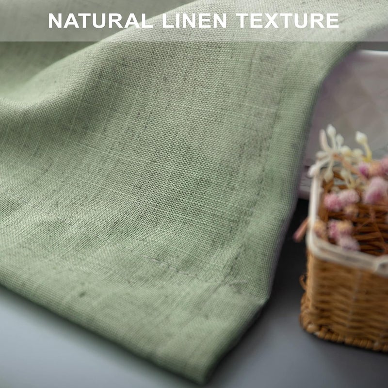 Pitalk Sage Green Linen Window Valance for Kitchen 3 Inch Rod Pocket Semi Sheer Boho Rustic Farmhouse Filtering Light Sage Valance Curtain Topper for Bedroom Living Room Dining Bathroom 18 Inch Length - Image 5